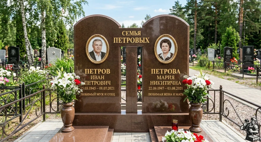 semeynyy-pamyatnik-iz-korichnevogo-granita-petrovy